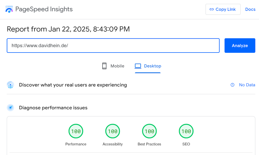 PageSpeed Insights of this blog